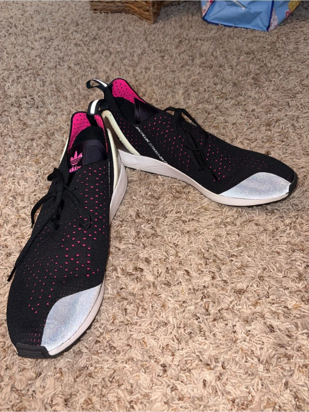 adidas | Black and Pink Slip-On Athletic Sneakers